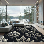 Monochromatic Crystal Botanical Arrangement Rug
