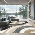 Modern Neutral Abstract Flowing Swirls Rug