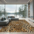 Bold Tan Leopard Head Repeat Rug