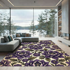 Vintage Purple Floral Botanical Area Rug