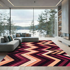 Crimson Peach Chevron Stripes Rug