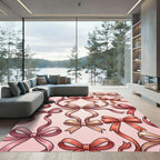 Elegant Blush Ribbon Bow Illustration Rug