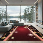 Elegant Crimson Velvet Starry Rug