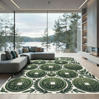 Olive Green Ancient Coin Botanical Arrangement Rug