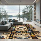 Vintage Western Wanted Poster Gun Rug
