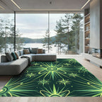 Green Atomic Starburst Radiating Orbits Rug