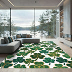 Golden Shamrock Clover Botanical Illustration Rug
