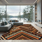 Earthy Geometric Chevron Aztec Art Rug