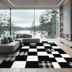 Black and White Plaid Checkerboard Aesthetic Rug