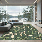 Elegant Sage Cream Bow Floral Accents Rug
