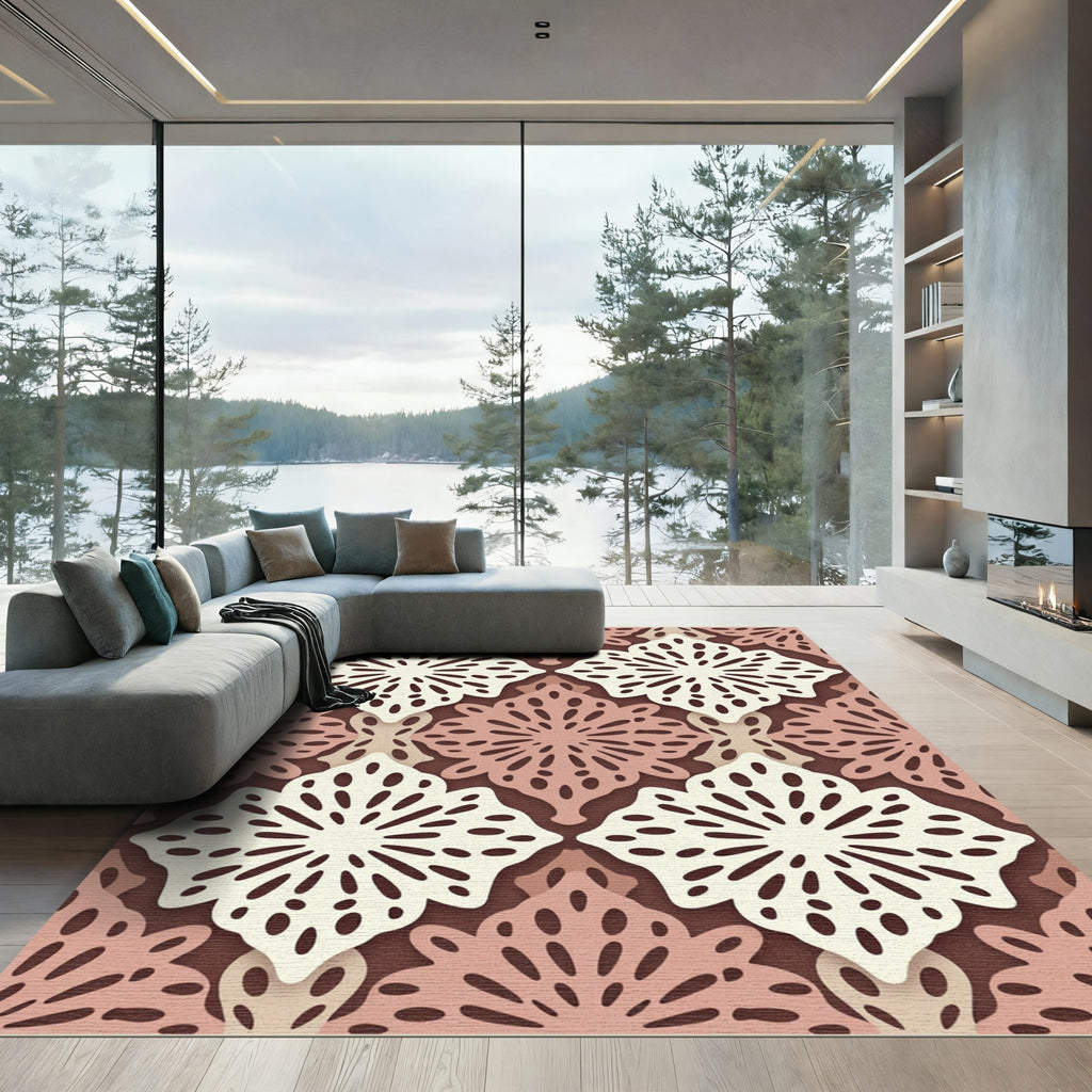 Sage and Terracotta Filigree Geometric Rug