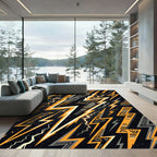 Orange Yellow Lightning Geometric Abstract Rug