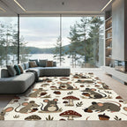 Whimsical Forest Mouse and Acorn Illustration Rug