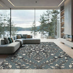 Antique Teal Floral Acanthus Swirl Rug