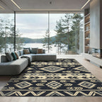 Geometric Charcoal Neutral Aztec Diamond Area Rug
