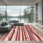 Deep Crimson And Rose Striped Rug