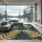 Lush Sage Golden Fern Foliage Rug