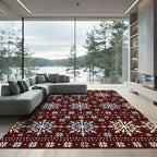 Crimson Blue Yellow Snowflake Sweater Pattern Rug
