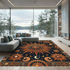 Celestial Sun Moon Paisley Sunburst Rug