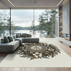 Earthy Botanical Wreath Circular Medallion Rug