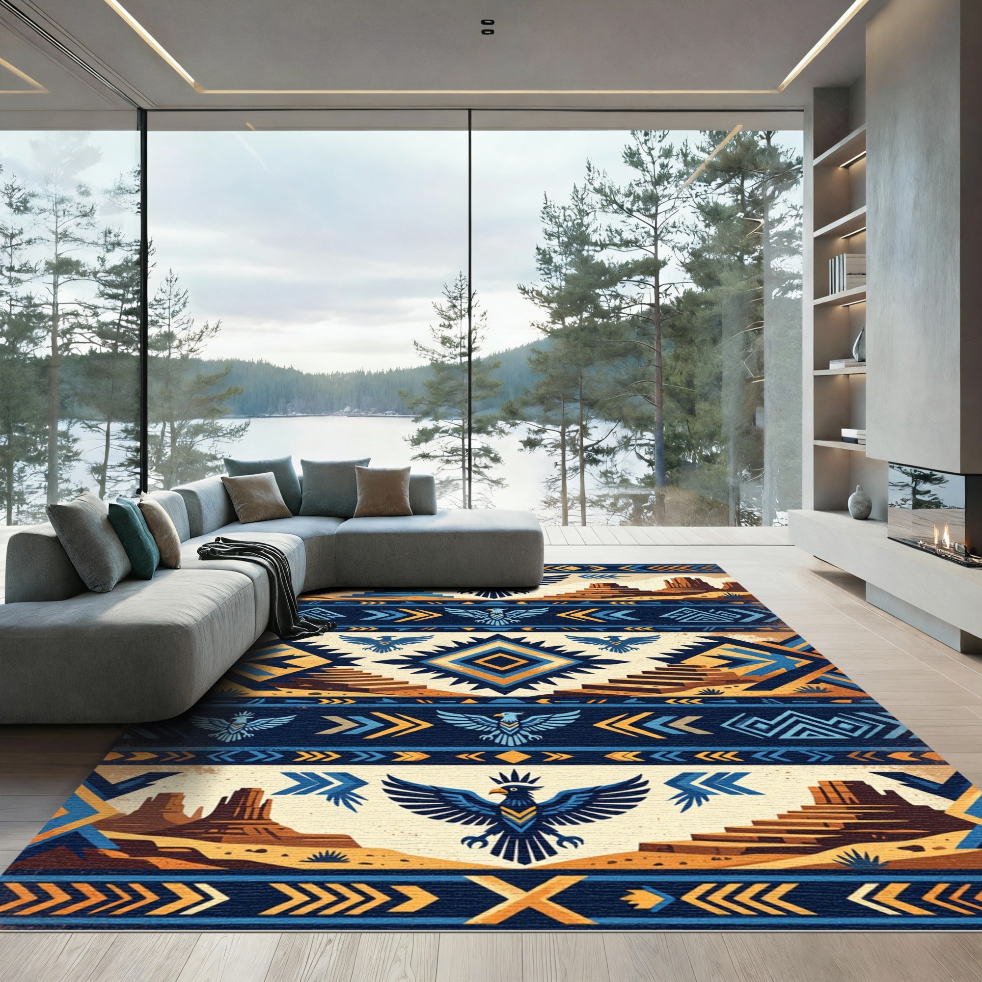 Majestic Eagle Desert Geometric Rug