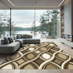 Modern Earthy Brown Intersecting Wave Texture Rug