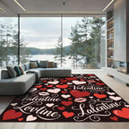 Red White Hearts Kiss Valentine Love Rug