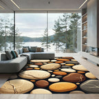 Earthy Tones Polished River Stone Rug