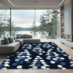 Modern Navy Blue Hexagon Forest Rug
