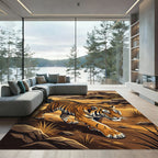 Majestic Tiger Savannah Woodland Scene Rug