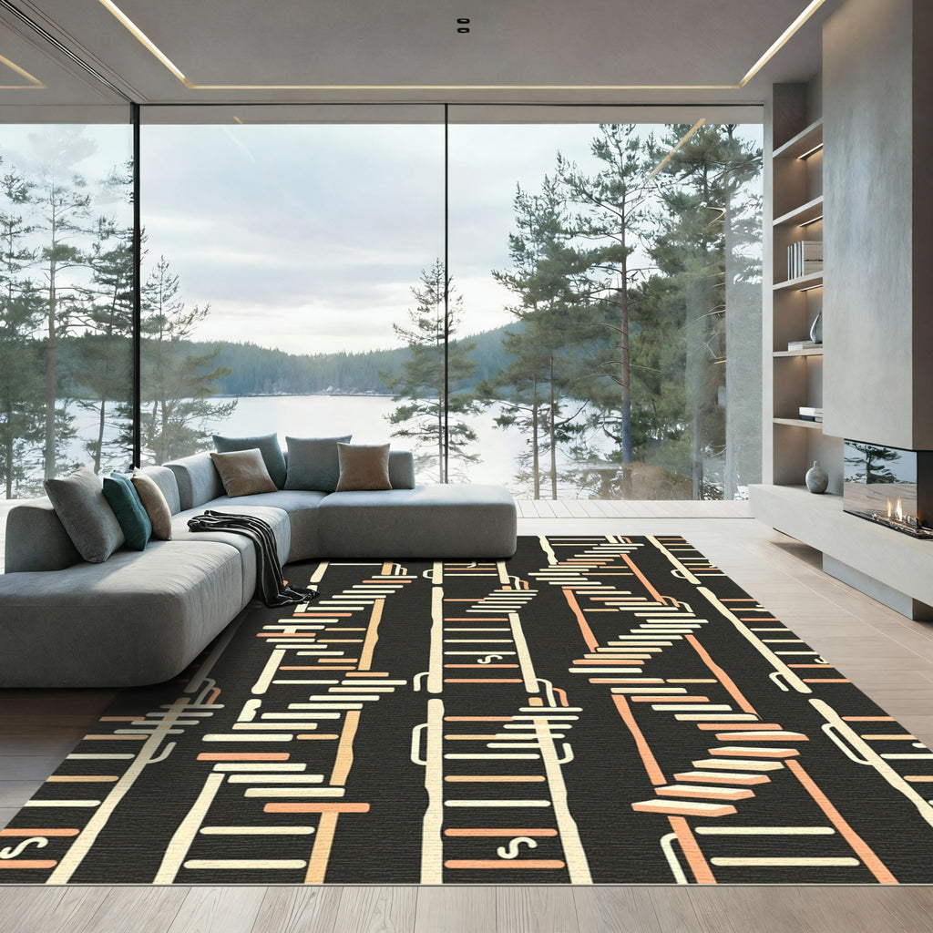 Off-White Peach Staircase Arrangement Rug