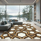 Geometric Intertwined Hexagon Cream Rug