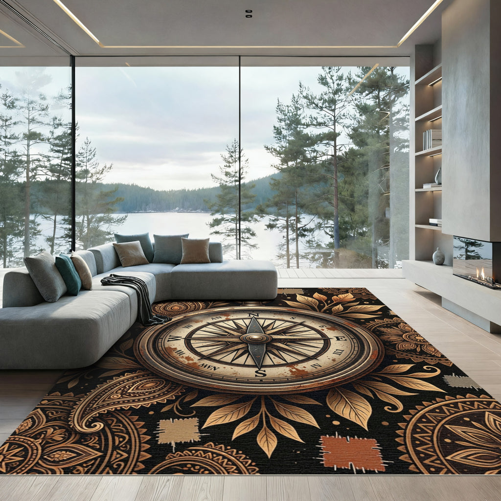 Golden Compass Paisley Floral Medallion Rug