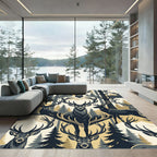 Majestic Forest Stag Cream Gold Rug