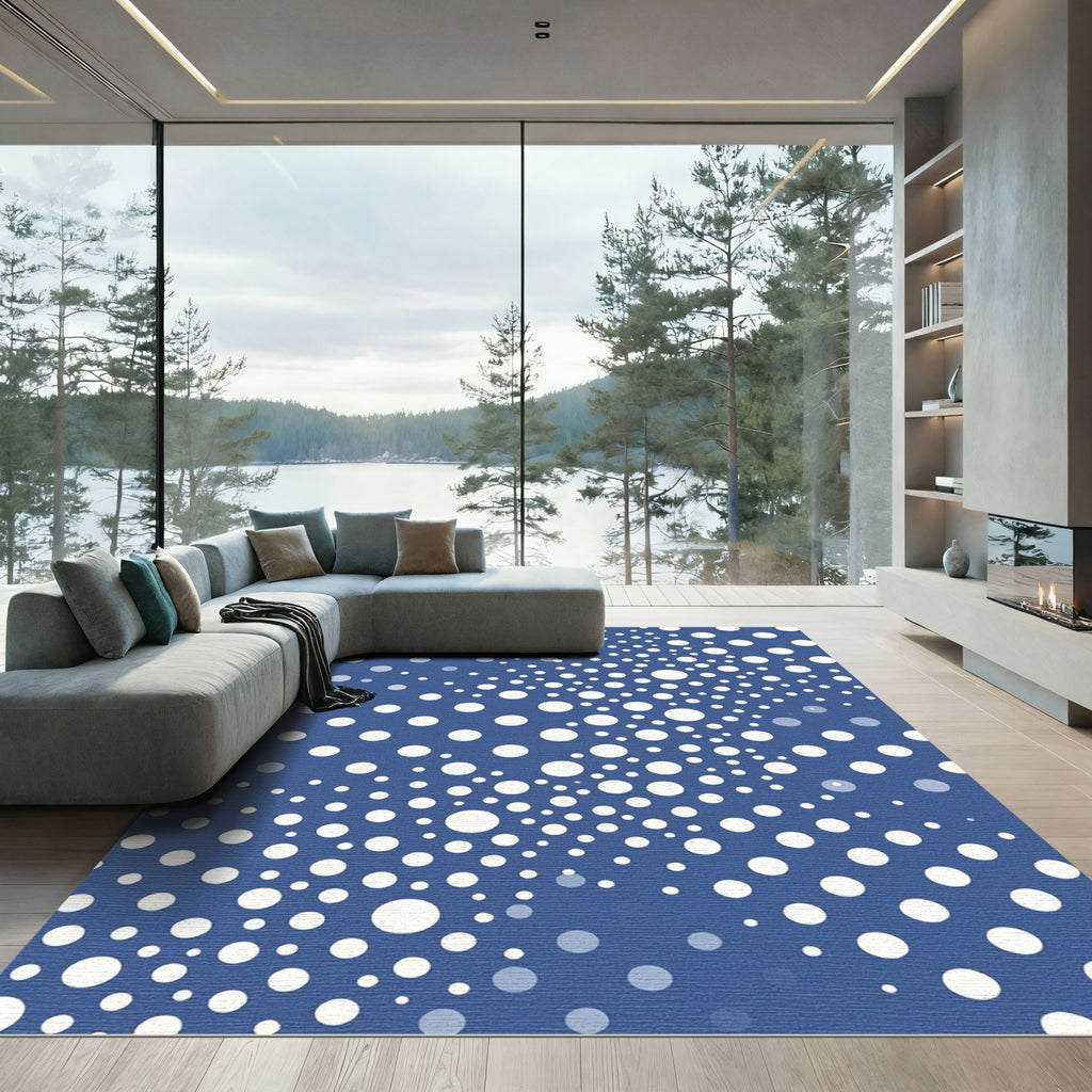 Deep Blue White Dot Cascade Rug