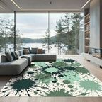 Green Splatter Burst Abstract Rug