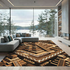 Geometric Tribal Steps Terracotta Rug