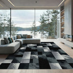 Monochromatic Textured Gray Geometric Block Rug