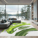 Modern Abstract Lime Green Swirl Rug