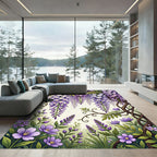 Elegant Purple Wisteria Botanical Vine Rug