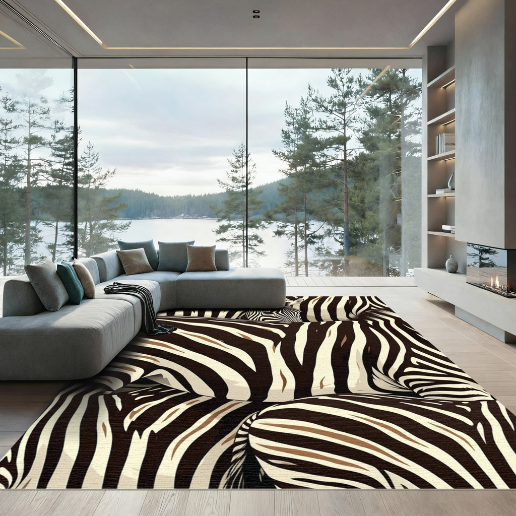Bold Zebra Stripe Overlay Rug