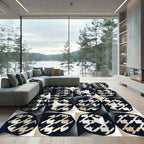 Monochrome Geometric Houndstooth Abstract Art Rug
