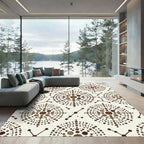 Brown Dot Mandala Geometric Diamond Rug