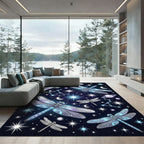 Celestial Dragonfly Night Sky Decor Rug