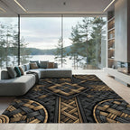 Ornate Braided Gold Dark Knot Rug