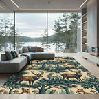 Whimsical Woodland Creature Forest Tapestry Rug