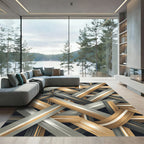 Gold and Gray Interwoven Ribbon Rug