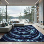 Coiled Midnight Blue Serpent Spiral Rug