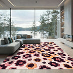 Modern Blush and Ochre Leopard Spot Rug