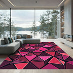 Vibrant Magenta Geometric Triangulated Abstract Rug